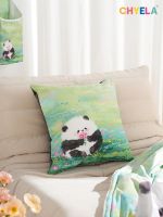 Large square pillow cute panda bear flower flower back cushion sofa sitting room QT268 students 【BYUE】