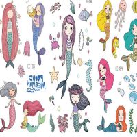 【YF】 Baby Girls Cartoon Mermaid Waterproof Temporary Tattoo Sticker Children Kids Cute Face Decals Birthday Party Gift