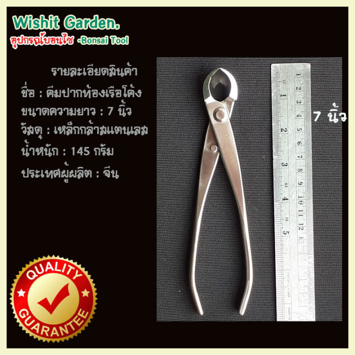 อุปกรณ์บอนไซ-คีมปากท้องเรือโค้ง-7-นิ้ว-สแตนเลส-คีมครึ่งถ้วย-ราคาถูก-ตัดกิ่งบอนไซ-แต่งบอนไซ-อุปกรณ์ตัดแต่งบอนไซ