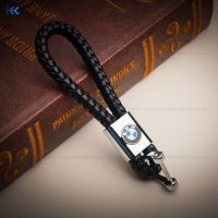 Halo Auto Leather Knitting Metal Car Keychain Keyfob BMW Car Logo Keychain