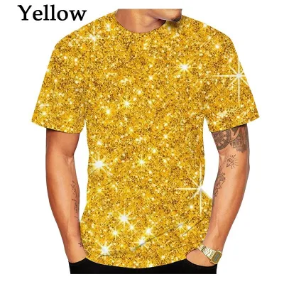 เสื้อยืดพิมพ์ลายสีทองตลกๆสำหรับผู้ชายผู้หญิงเสื้อยืด3d ภาพกราฟิกสะกดจิต3D พิมพ์ลายเสื้อยืดเสื้อยืดกีฬา