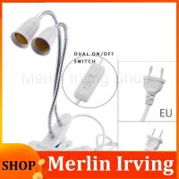 Merlin Irving Shop 360 Degrees Flexible Light Holder Double Heads Clip With Daul Switch Extension Bulb Lamp E27 Socket for LED Grow Light