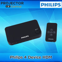 Philips 4 Device HDMI Switch with Wireless Remote Control, Use with 4K Smart TV Roku Xbox PS3 PS4 Fire Stick DVD Blu Ray Fire TV HDTV Cable Box PC, 4K 1080p 60 FPS, Ultra HD, HDCP 2.0, Black, SWV9484B/27