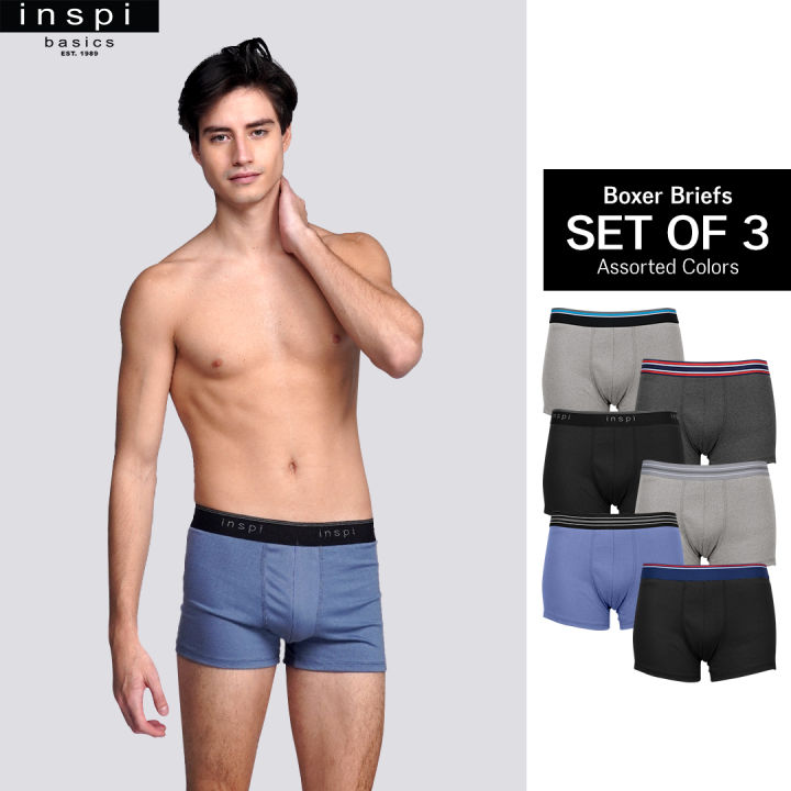 INSPI Basics 3pcs Set Boxer Brief for Men Boxers Shorts assorted colors ...