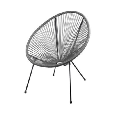 Artificial rattan chair,egg shape, (max load 100 kg.) size 75x73x92 cm. - grey