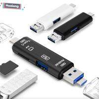 HUALANG Usb อเนกประสงค์สีดำ/ ขาว2.0ไมโคร Usb 5ใน1การถ่ายโอนข้อมูลการ์ด OTG อะแดปเตอร์ OTG เครื่องอ่านการ์ด Type-C เครื่องอ่านการ์ดบัตร TF เครื่องอ่านการ์ด