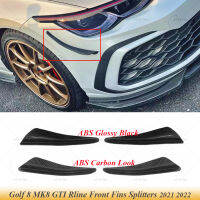 กอล์ฟ8รถกันชนหน้าครีบ Canards ABS เคลือบเงาสีดำคาร์บอนมองหากอล์ฟ8 MK8 GTI Rline 2021 2022ครีบด้านหน้าแยก