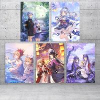 ✚ Wall Art Home Decor Genshin Impact ผ้าใบพิมพ์ Naganohara Yoimiya ภาพวาด Barbatos โปสเตอร์ห้องนั่งเล่นอะนิเมะภาพ Modular