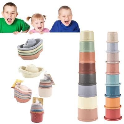 Random Color kable And Linkable Toy Boats Baby Stacking Non-Toxic Cups Bath Toy Education Developmental Toy N8Y7