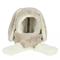 Sweet Cartoon Rabbit Ear Hat Cute Winter Gift Windproof Scarf and Gloves Set Cute Winter Thick Hoodies Scarf with Mitten