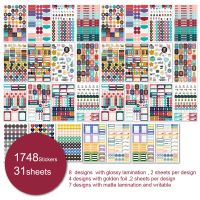 【CW】⊙♛▽  1748Pcs Planner Stickers for Diary Accessories Notebook Material Scrapbooking Notebooks Stationery