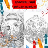 ภาพระบายสี ภาพลายเส้น ชุดที่ 120. quarium กระดาษ A4, A5 หนา 80, 210 แกรม, จำนวน 30 แผ่น เส้นคมชัด สีไม้, สีเทียน, สีน้ำ, สีอะคลิ