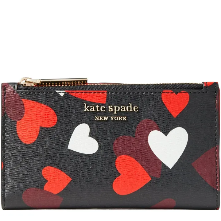 Kate Spade Spencer Celebration Hearts Small Slim Bifold Wallet in Black  Multi | Lazada Singapore