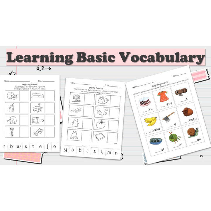 41 pages Learning Basic Vocabulary Worksheet for Pre-school PDF Digital ...