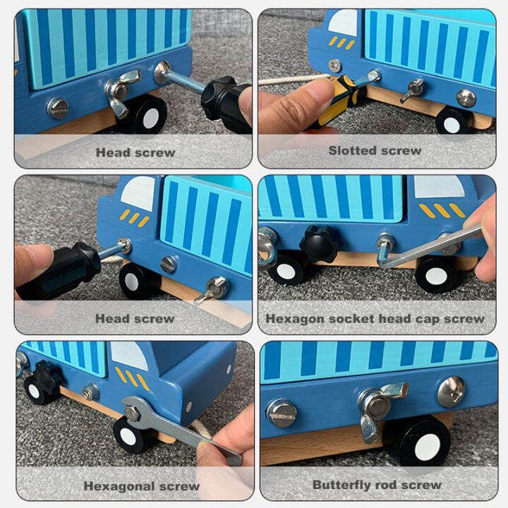 ชุดไขควงของเล่น-montessori-ไขควงไม้บอร์ด-kids-toys-สนุกชุดไขควงรถบรรทุกชุดไขควงการเรียนก่อนเข้าโรงเรียนสำหรับเด็ก
