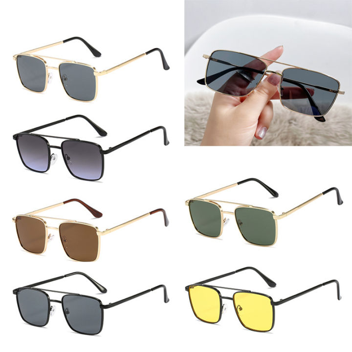 Anti-UV Sunglasses Summer Shades Men Double Beam Eyeglasses Square ...