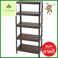 ชั้นวางของ 5 ชั้น FURDINI ZIR สีดำ/ลายไม้เข้ม5-TIER SHELVING UNIT FURDINI ZIR-5 BLACK/DARK WOOD PATTERN **คุณภาพดี**