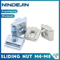 NINDEJIN 5pcs T Slot Nuts Sliding Nuts M4 M5 M6 M8 Carbon Steel EU GB Standard Sliding Nuts for Aluminum Extrusions Profile Hand Tool Parts Accessorie