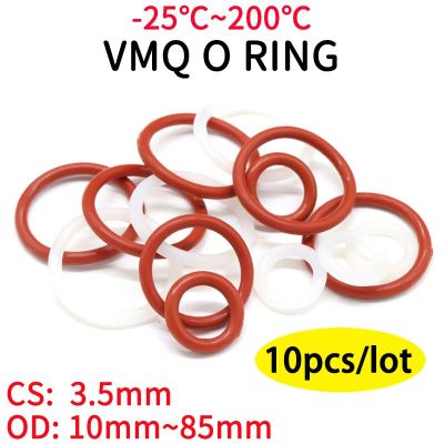 10pcs Red VMQ Silicone O Ring  CS 3.5mm OD 10 ~85mm Food Grade Waterproof Washer Rubber Insulate Round O Shape Seal Gasket Gas Stove Parts Accessories