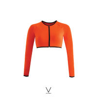 SS2023 ORANGE CROP RASHGUARD เสื้อแขนยาวใส่ว่ายน้ำ สีส้ม ผ้าหนา มีฟองน้ำในตัว กัน UV UPF 50+