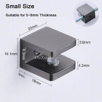 8ชิ้นที่หนีบแก้วทองเหลืองแผงยึดติดแน่น U-Clamps ประตูห้องอาบน้ำตัวจับกระจกราวบันไดปัดไม่เจาะสีดำบนกระจกสำหรับ5-12มม