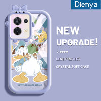 เคส Dienya สำหรับ OPPO Reno 8 5G เคสนิ่มลายเป็ดรูปโบว์เคสโทรศัพท์โปร่งใสเคสนิ่มกันกระแทกทนทานต่อการตกหล่นฝาครอบป้องกันซิลิก้าเจลเลนส์กล้องถ่ายรูป