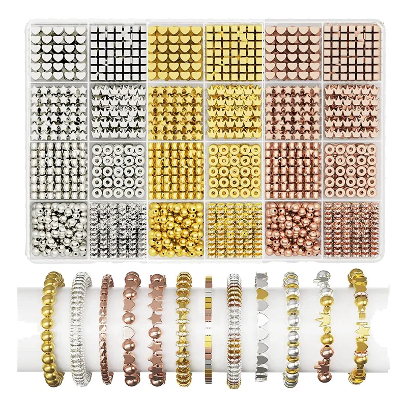 1500pcs 10 Styles Gold Spacer Beads Assorted Jewelry Making Loose Beads for DIY Bracelet Necklace Earring, Women's, Size: Small