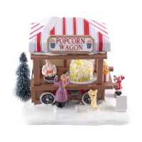 LED Lighted Christmas Village Houses Multicolored Christmas Vacation Village with Music Christmas Village Popcorn House