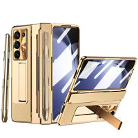 YIQIAN สําหรับ Samsung Galaxy Z Fold 5 เคสพร้อม S Pen &amp; ที่ใส่ปากกา Patable, ออกแบบชิ้นเดียว Z พับ 5 เคส พร้อมการป้องกันบานพับ ตัวป้องกันหน้าจอในตัว หนังหรูหรา บาง เคส สําหรับ Z พับ 5