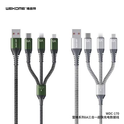 WEKOME WDC-170 สายชาร์จ 3in1 6A super output raython series charging cable สายชาร์จ3หัว
