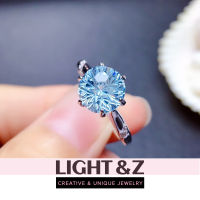 LIGHT&amp;Z สดสุทธิสีแดงสไตล์เดียวกันเงินสเตอร์ลิงฝังบลูโทพาสผู้หญิงแหวนซูเปอร์นางฟ้าแหวนสุภาพสตรีแฟชั่น Gift