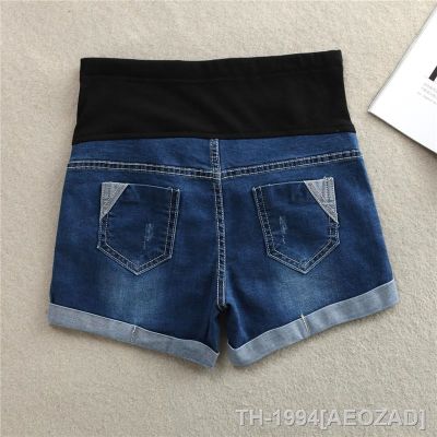 ► Shorts jeans de estiramento fino para gestantes curto casual gravidez roupa barriga enrolada verão quente