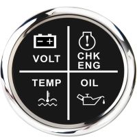 4 in 1 Led Voltmeter Oil Pressure Meter Water Temp Gauge Alarm Indicator With Check Engine For Car Motorcycle Boat Accessories