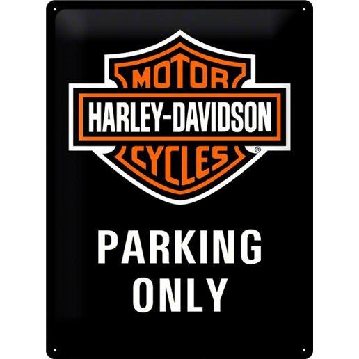 Plaque métal 30x20cm Relief HARLEY DAVIDSON "Parking Only" 