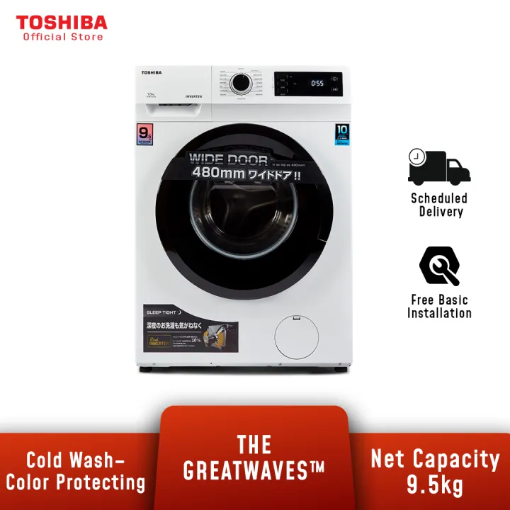 Toshiba TWBK105S2M 9.5KG Front Load Real Inverter Washer / Washing