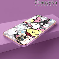 เคส Chenyyka สำหรับ Realme เคส C21ลายการ์ตูน Hello Kitty Melody ใหม่เคสโทรศัพท์ชุบหรูหราบางคลุมทั้งหมดป้องกันเลนส์กล้องเคสมือถือซิลิโคนนิ่มเคสกันกระแทก