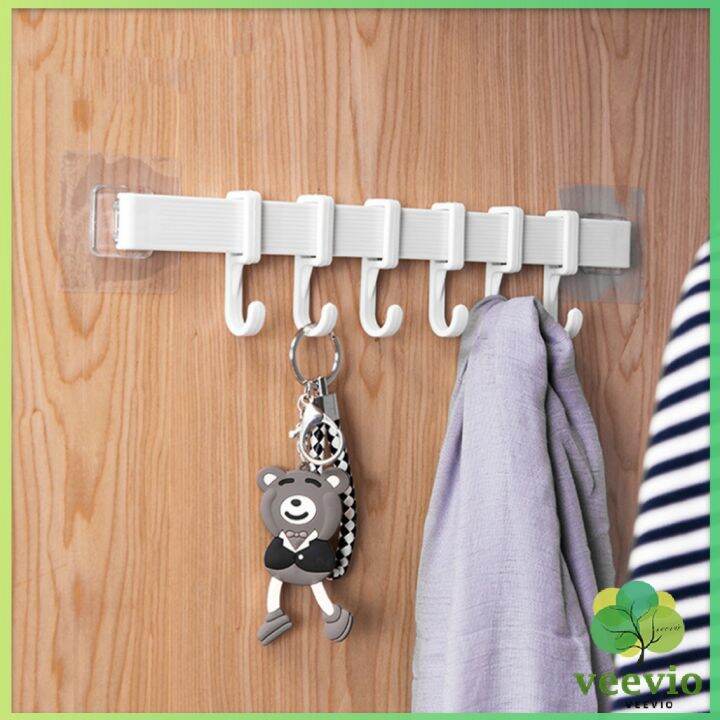 veevio-ราวตะขอ-พลาสติกอเนคประสงค์-แบบติดแผ่นกาว-ไม่ต้องเจาะผนัง-towel-rack-มีสินค้าพร้อมส่ง