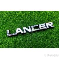 โลโก้อักษร Lancer สีเงินขอบดำ สำหรับติดท้ายรถ