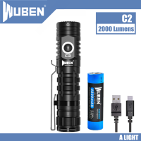 WUBEN C2 Rechargeable Flashlight 2000Lumens Beam throw 358Meters with 21700 LED Troch Lantern