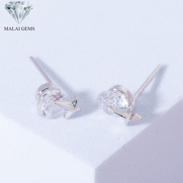 malai-gems-ต่างหูเพชร-เงินแท้-silver-925-เพชรสวิส-cz-เคลือบทองคำขาว-รุ่น-075-2e19455-แถมกล่อง-ต่างหูcz-ต่างหูเงินแท้