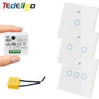 TEDELIGO Smart Light Switch Without Neutral 220V 130W Breaker Wireless Touch Button Wall Switch Mini Relay 2-Way OnOff Module