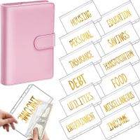 【hot】 A6 Leather  Budget Binder Cash Envelope Organizer Wallet 12 Gold Pockets Folders Planner Saving Money