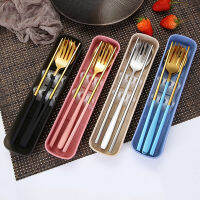 High Quality 2/3Pcs Portable Chopsticks Fork Spoon Travel Cutlery Set Eating Tool Product selling Household Flatware Sets