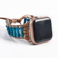 ○❈ New Smartwatch Men Women Imperial Jasper Stones Wristwatch Strap 38mm/45mm Slidable Wristband Bracelet For Iwatch Accessories