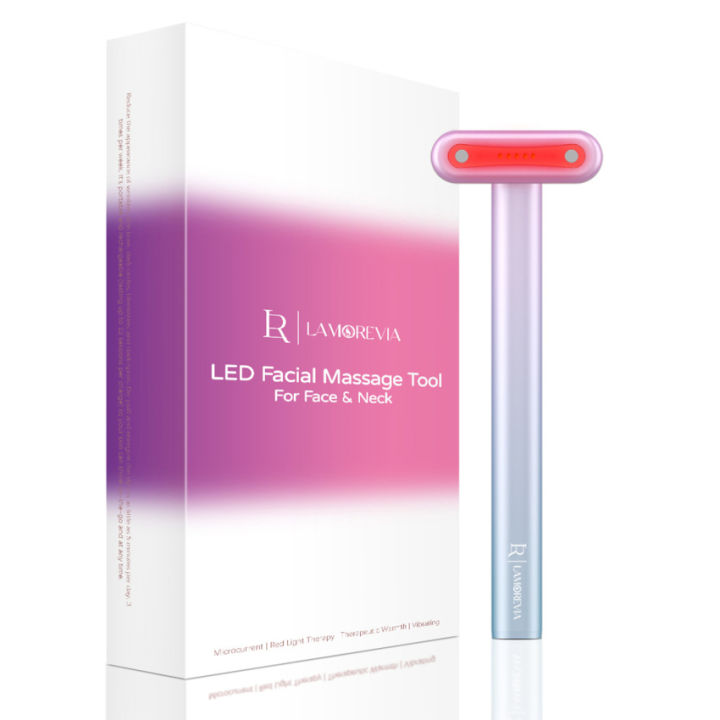 New 4 In 1 Facial Wand Led Red Light Therapy Facial Massage Tool Ems Face Massager Machine Skin 