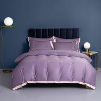 Quilt Cover Queen King Size Satin Polyester Bedclothes For Double Bed Purple Color Duvet Covers roupa de cama (No Pillowcase)