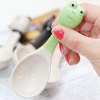 4pcs/lot cute zakka kids ceramic cartoon porcelain tea coffee milk yogurt rice spoons ice cream balls soup ladle kitchen tools Serving Utensils