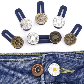 4 pcs Denim Waist Extender Button for Jeans and Skirt Comfy Metal Buttons  Elastic Adjustment Waist
