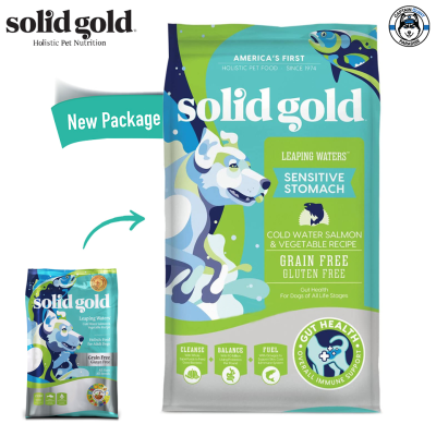 Solid Gold Leaping Waters อาหารเม็ดสุนัขโต โฮลิสติก สูตรซีฟู้ด บำรุงหัวใจและผิวหนัง 1.81kg