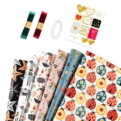 Wrapping Paper 6 Sheets,Recyclable Gift Wrap 70X 50cm for Boys,Girls,Kids,Childrens Christmas Gift Wrap Paper